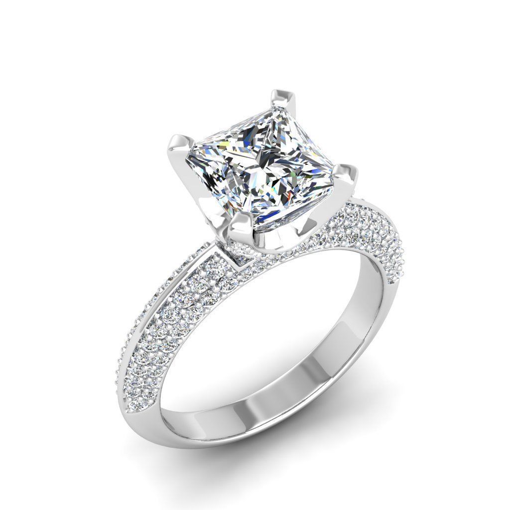 Engagement ring Stella princess 3D print model_8