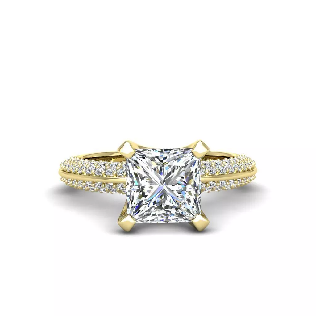 Engagement ring Stella princess 3D print model_0