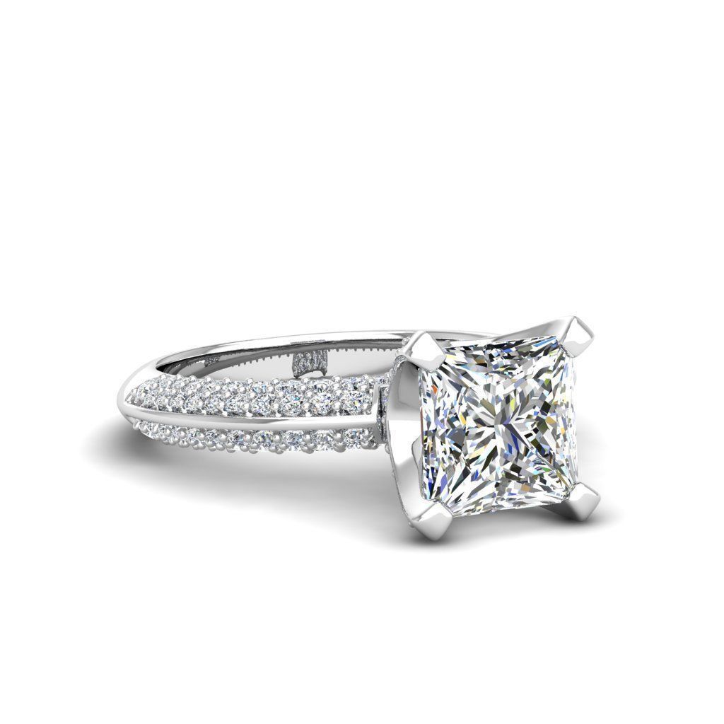 Engagement ring Stella princess 3D print model_10