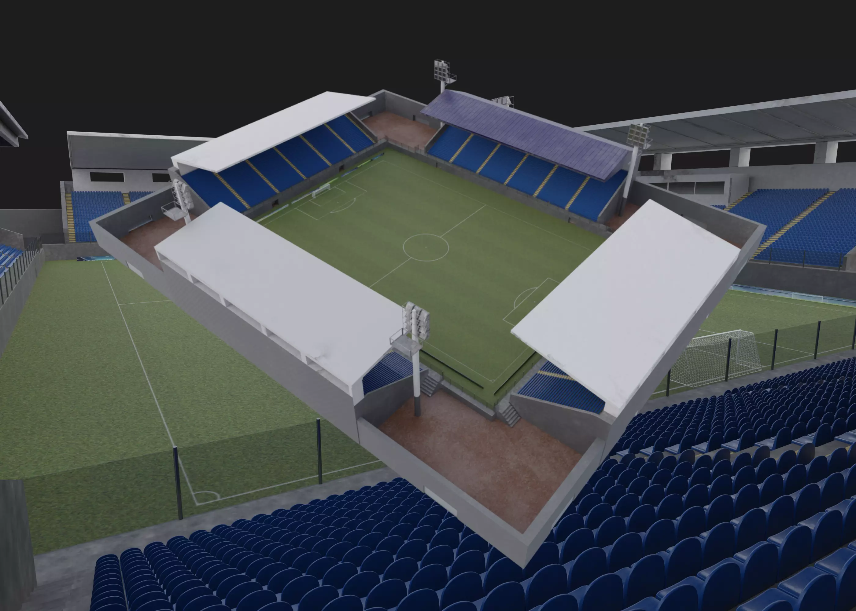 Traditional stadium- Soccer Low-poly 3D model_0