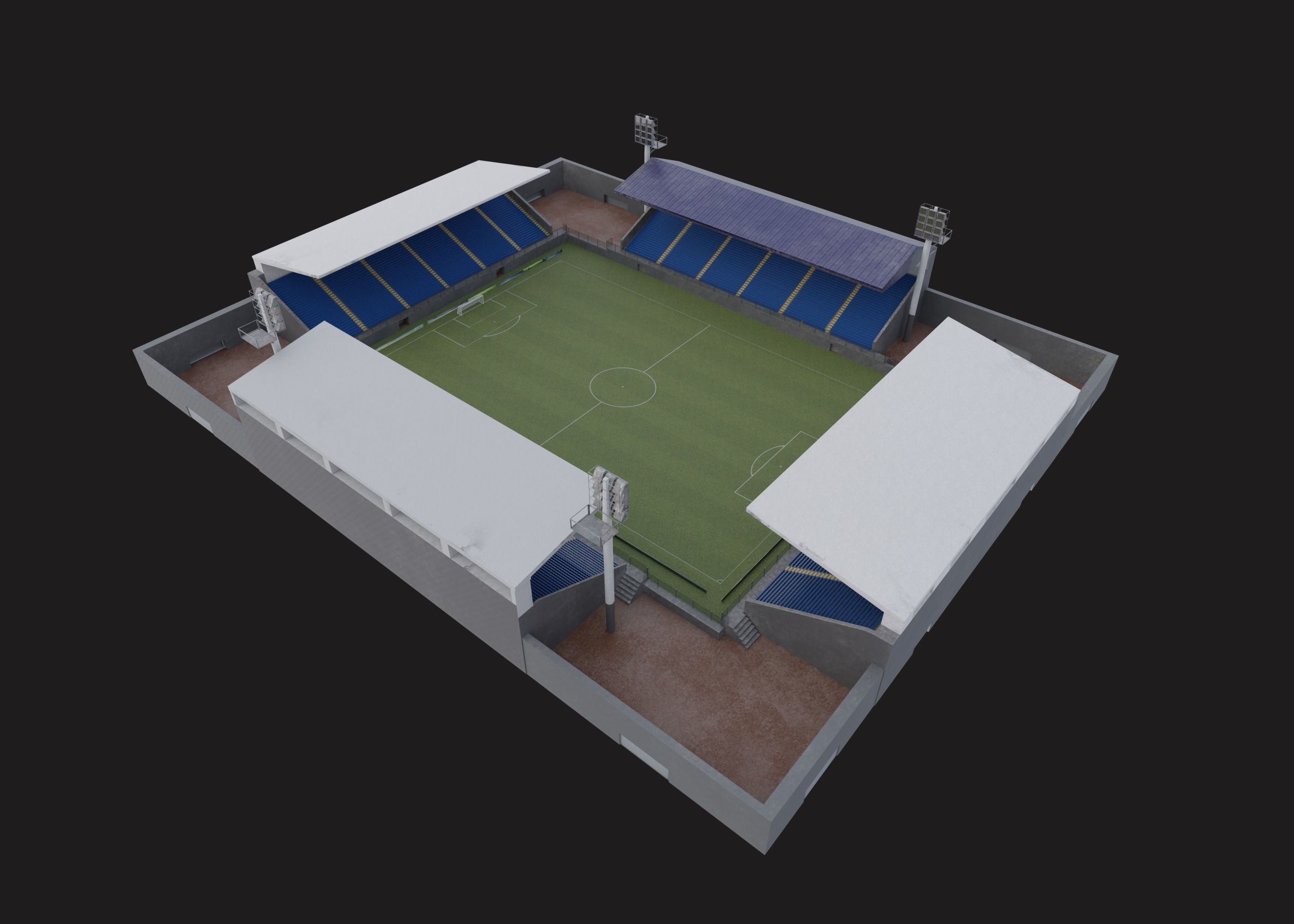 Traditional stadium- Soccer Low-poly 3D model_1