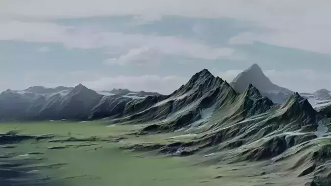 Snow Mountains Valley Landscape