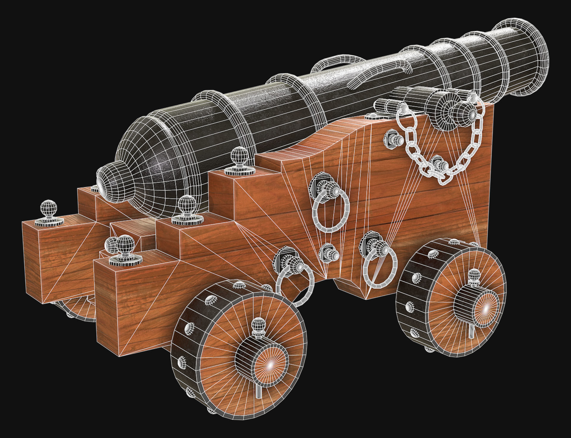 Cannon 3 Low-poly 3D model_8