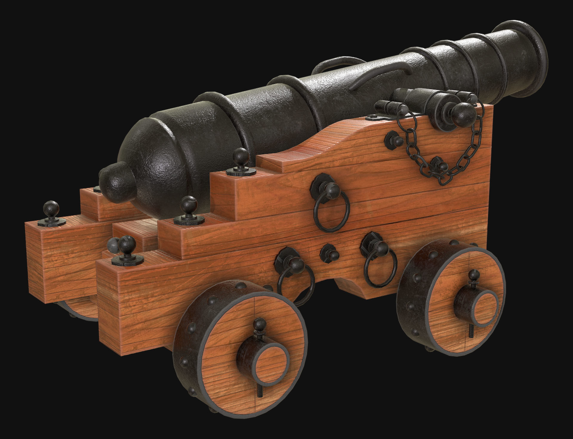 Cannon 3 Low-poly 3D model_4