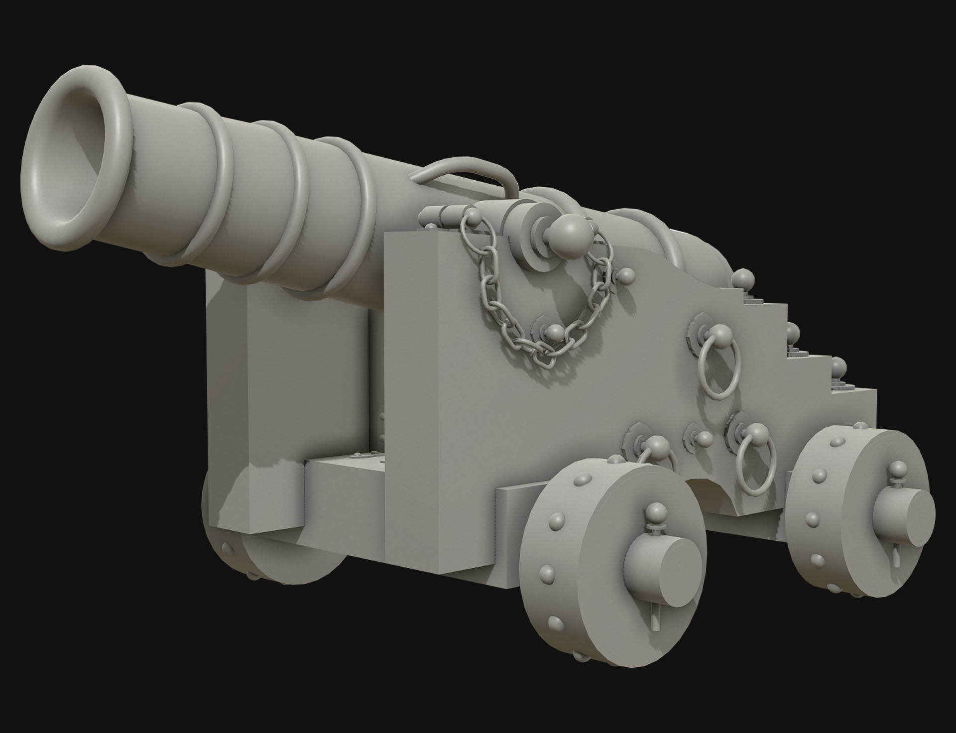 Cannon 3 Low-poly 3D model_10