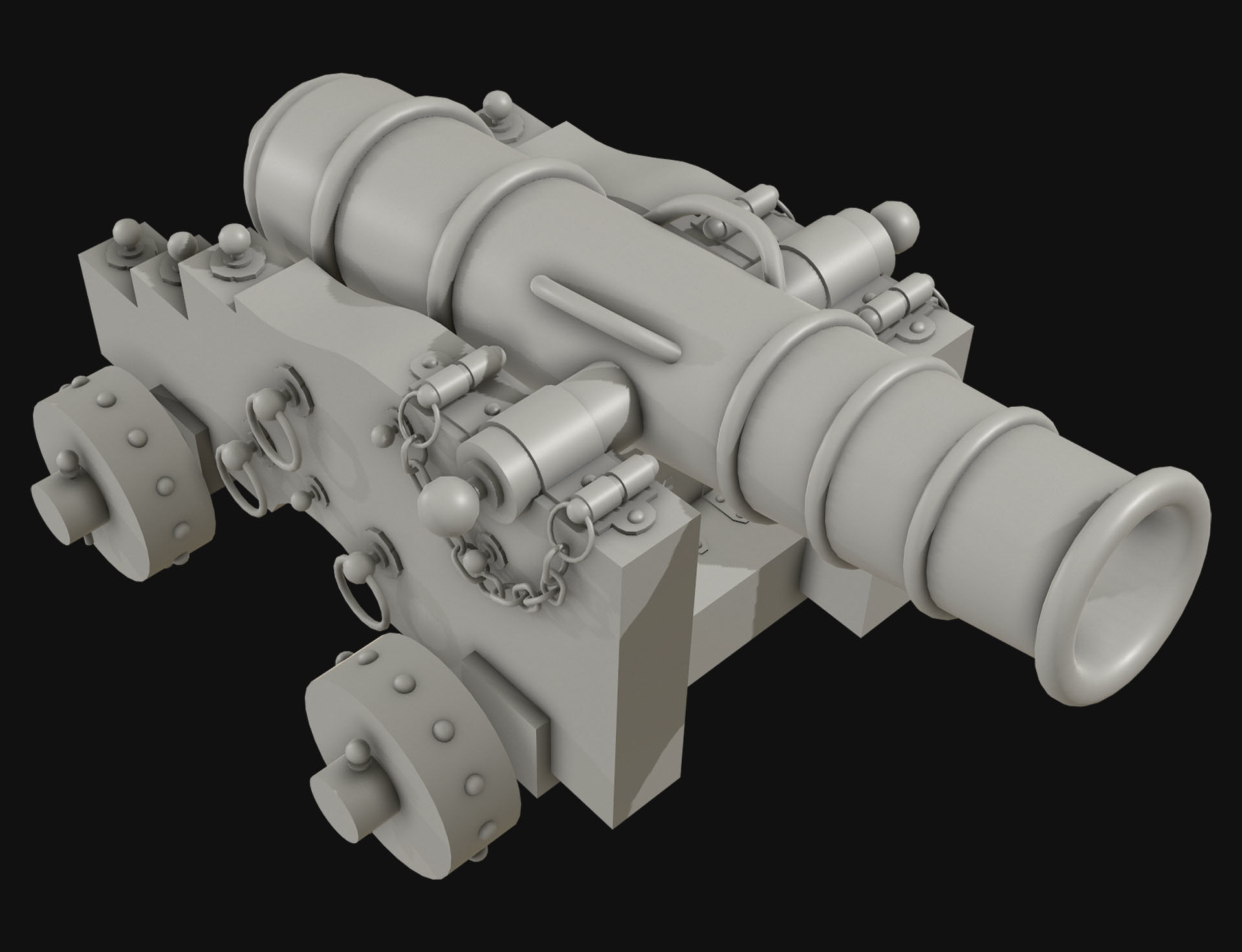 Cannon 3 Low-poly 3D model_13