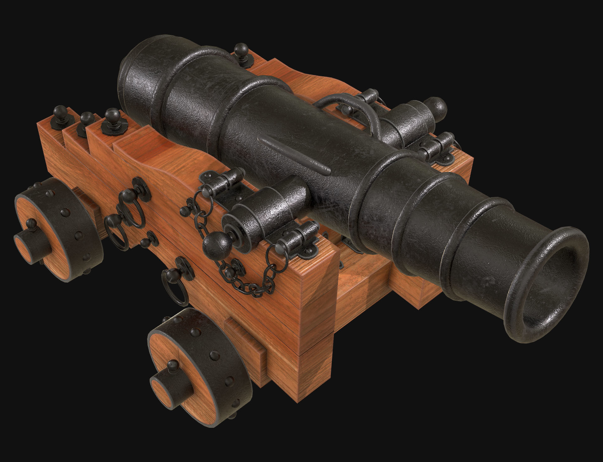 Cannon 3 Low-poly 3D model_5