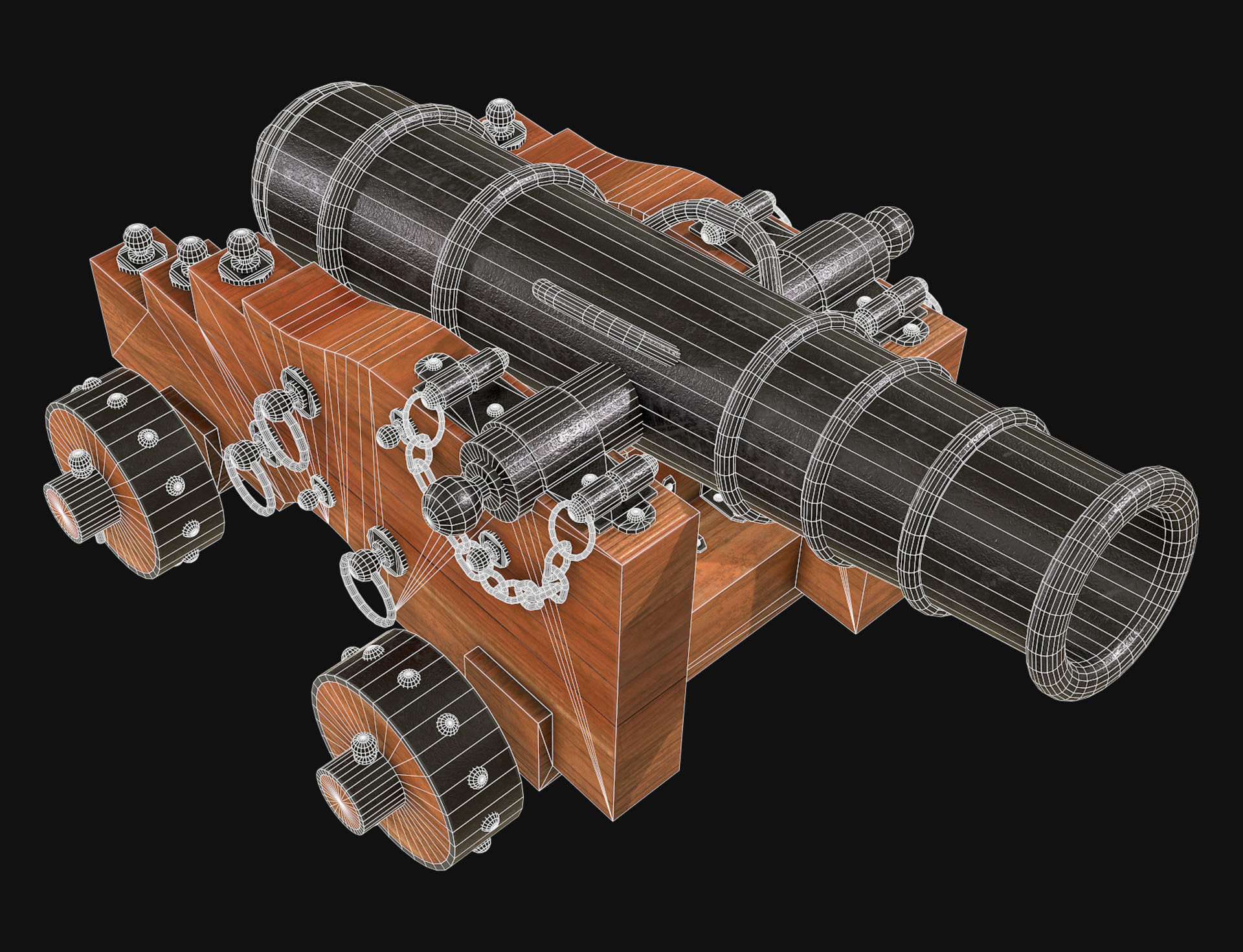 Cannon 3 Low-poly 3D model_9