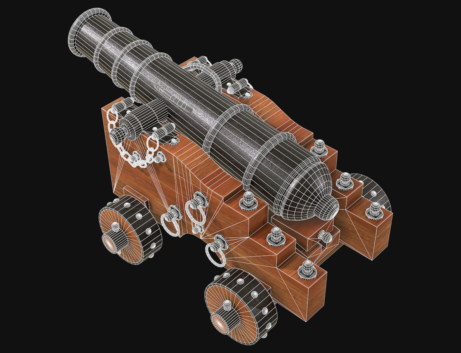 Cannon 3 Low-poly 3D model_7