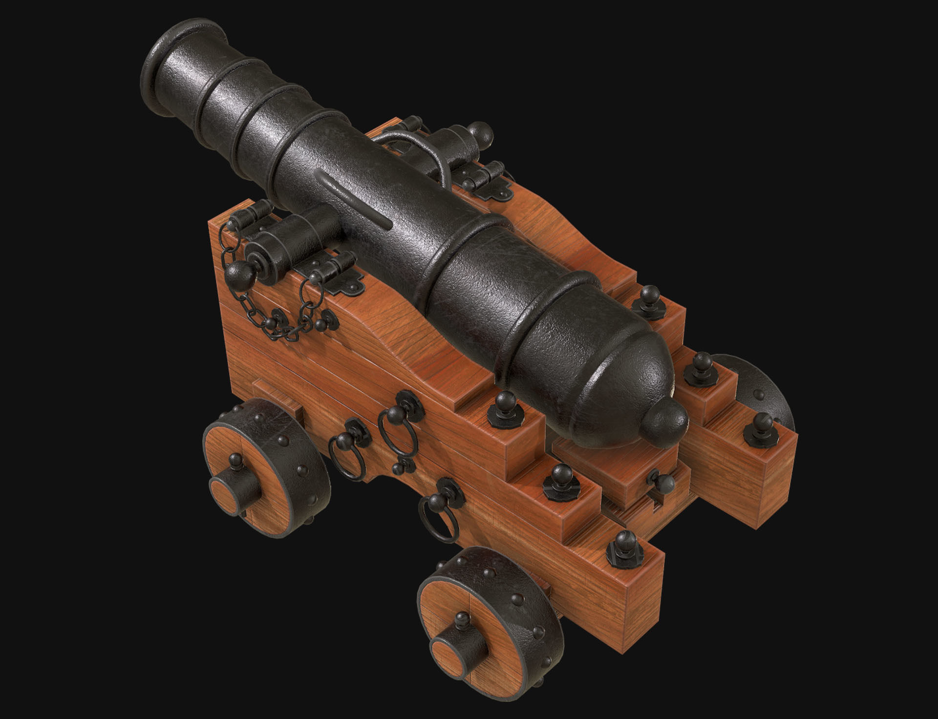 Cannon 3 Low-poly 3D model_3