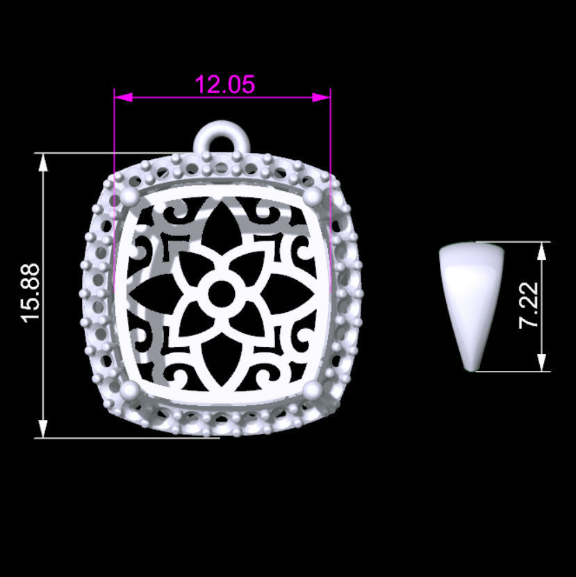 Cushion Pendant 3D print model_3