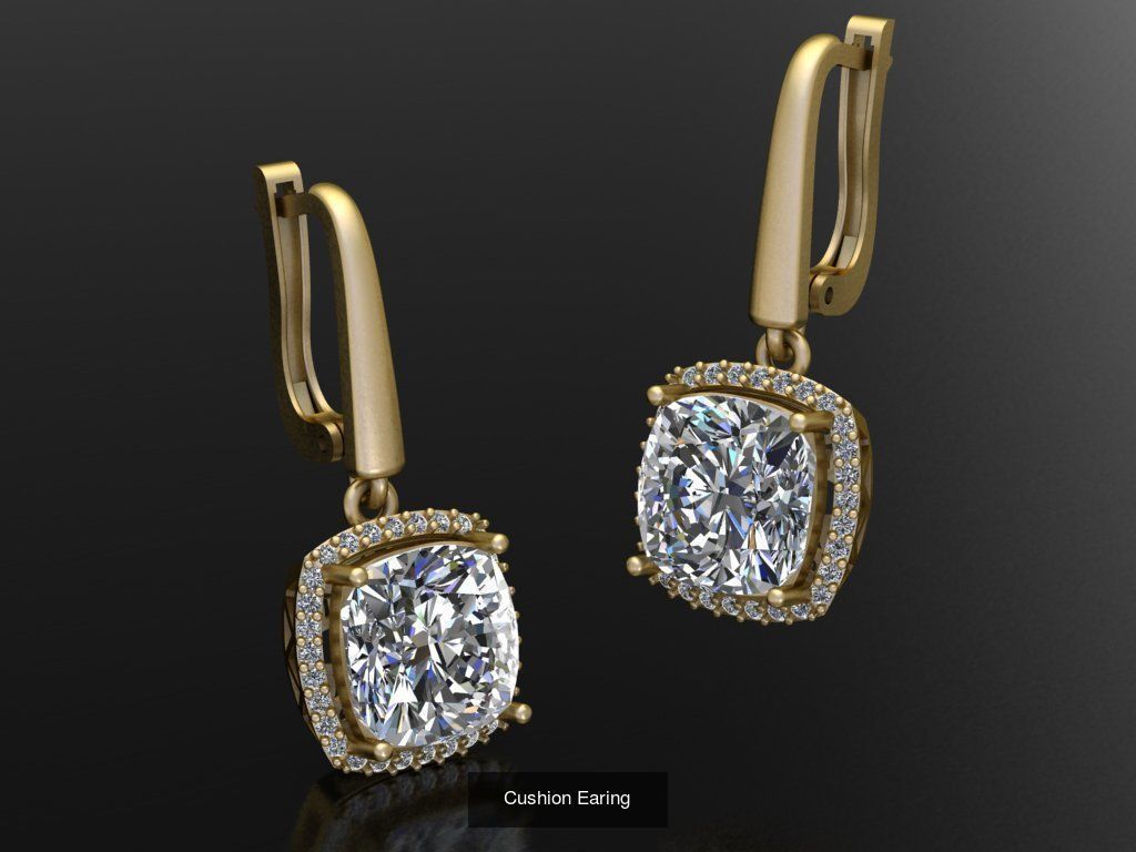 Cushion Earing and Pendant 3D Model Collection_3