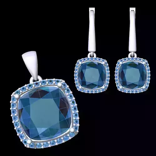 Cushion Earing and Pendant 3D Model Collection