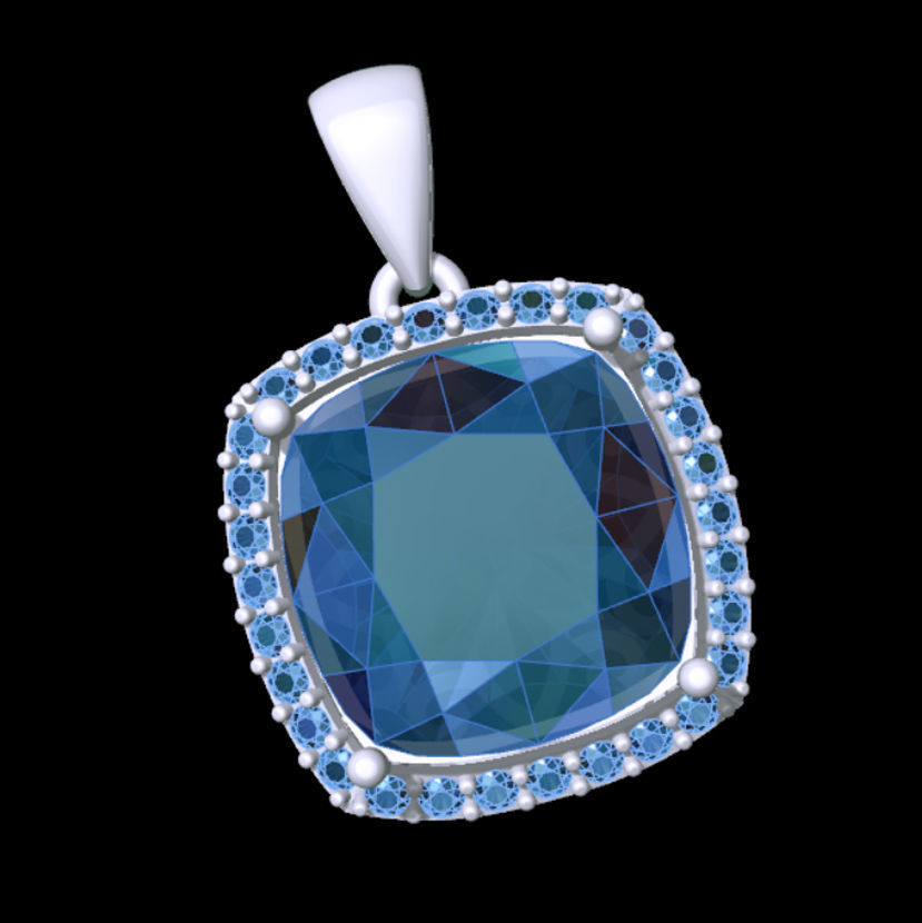 Cushion Earing and Pendant 3D Model Collection_7