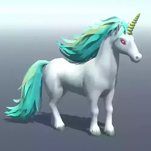 Lowpoly Stylized Unicorn Rigged and Animated for VR AR Games 