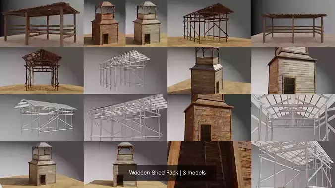 Wooden Shed Pack 3D Model Collection