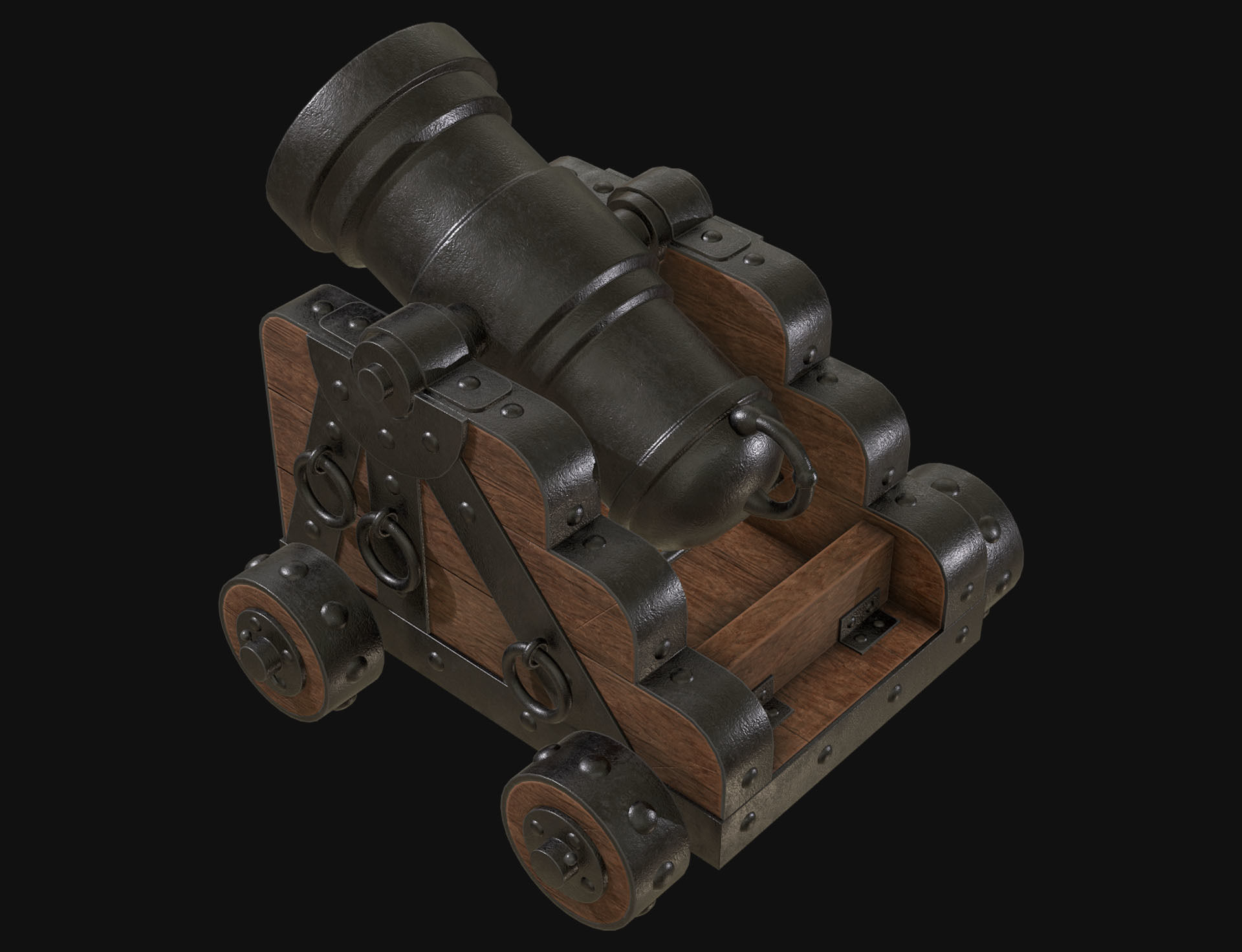 Cannon Mortar 1 Low-poly 3D model_4