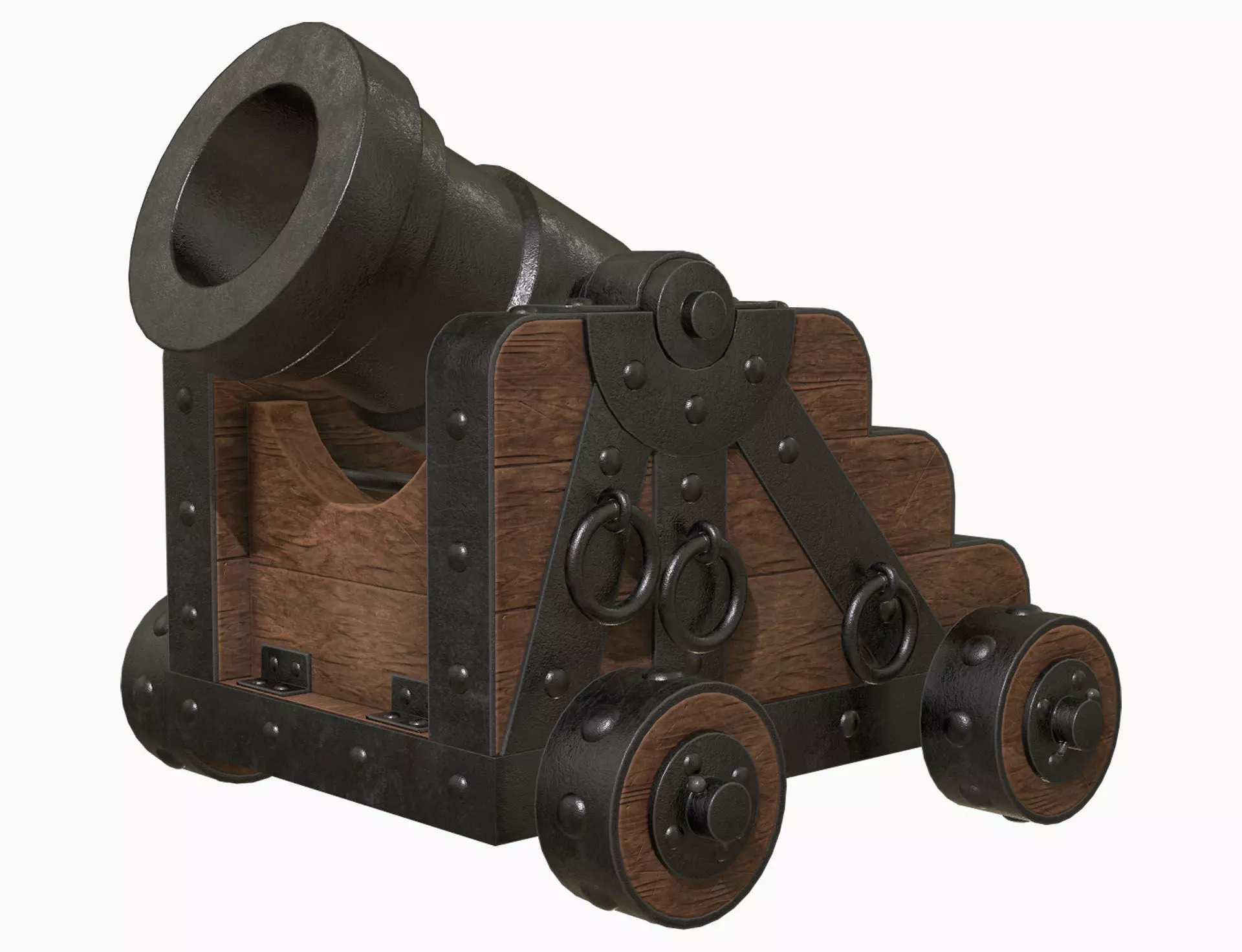 Cannon Mortar 1 Low-poly 3D model_0