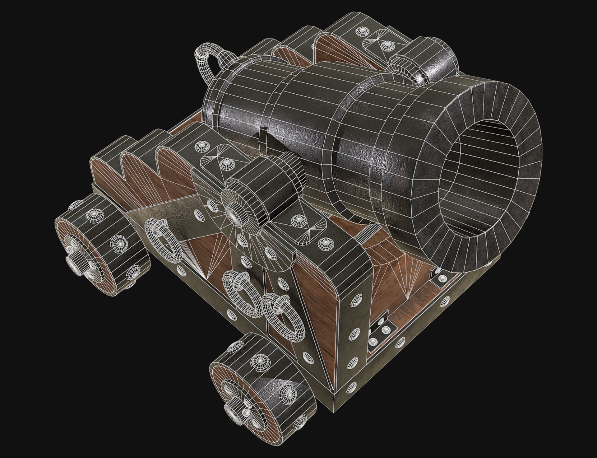 Cannon Mortar 1 Low-poly 3D model_10