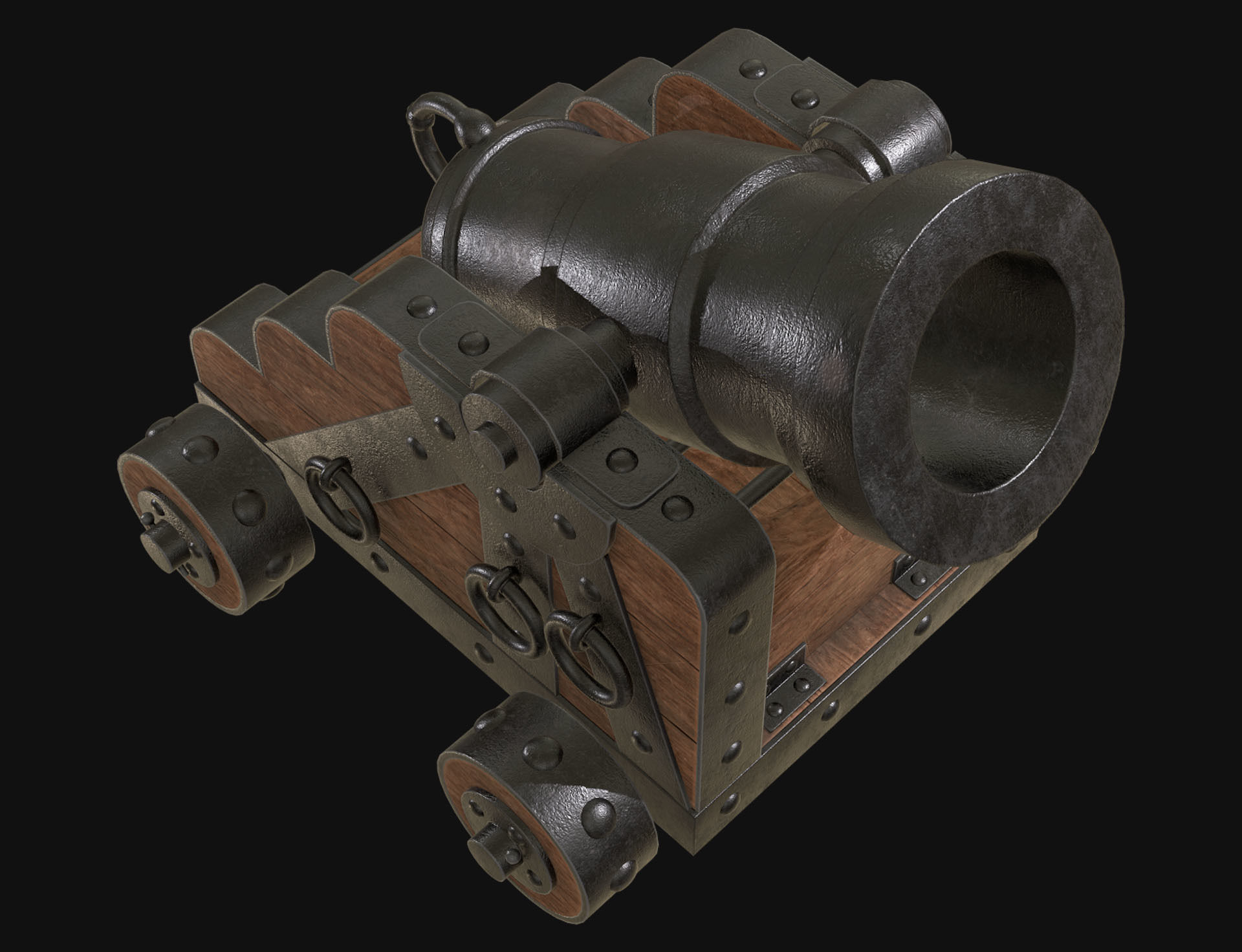 Cannon Mortar 1 Low-poly 3D model_6
