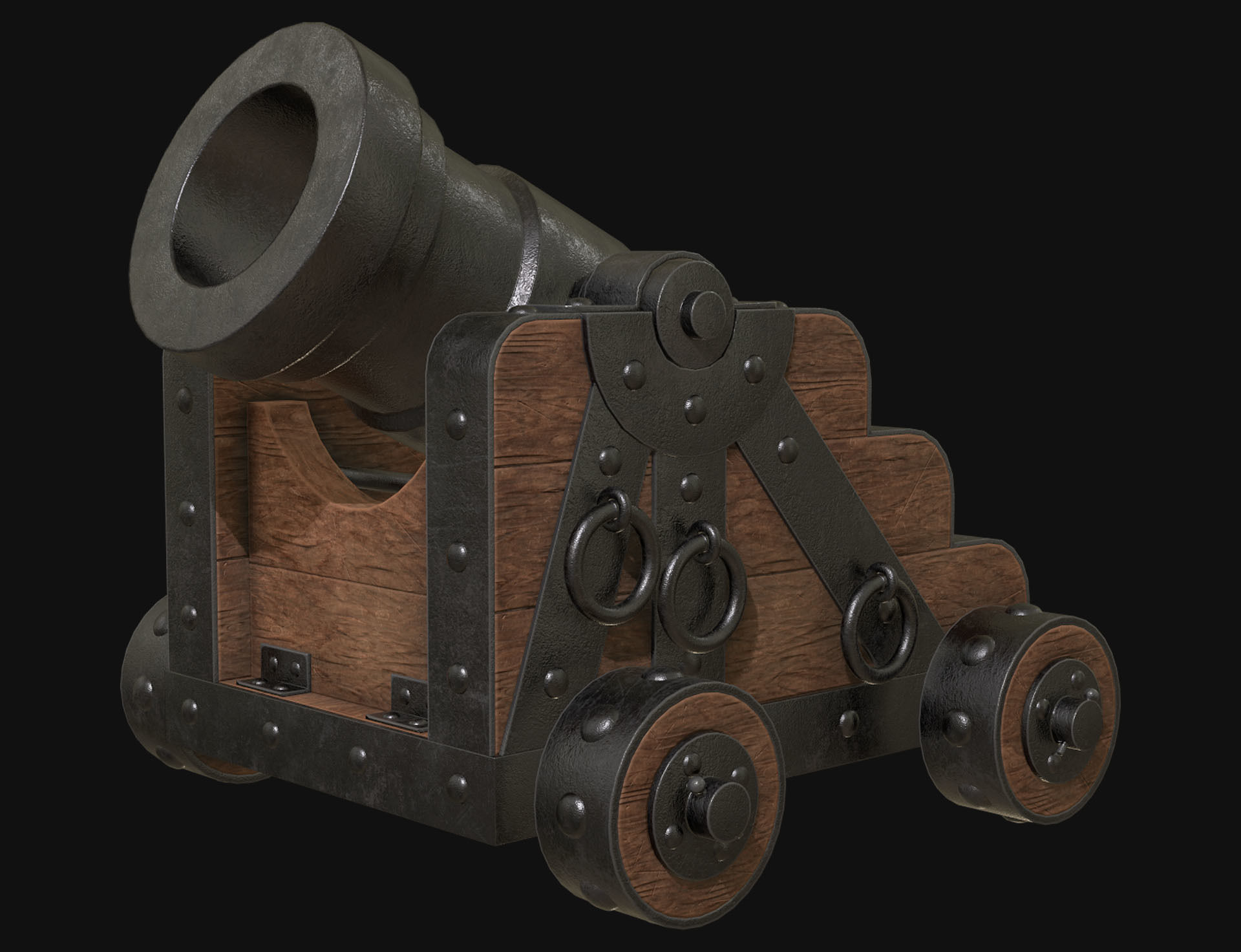 Cannon Mortar 1 Low-poly 3D model_3