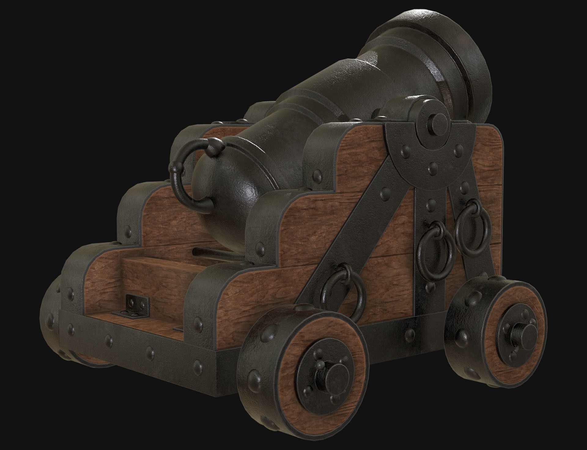 Cannon Mortar 1 Low-poly 3D model_5