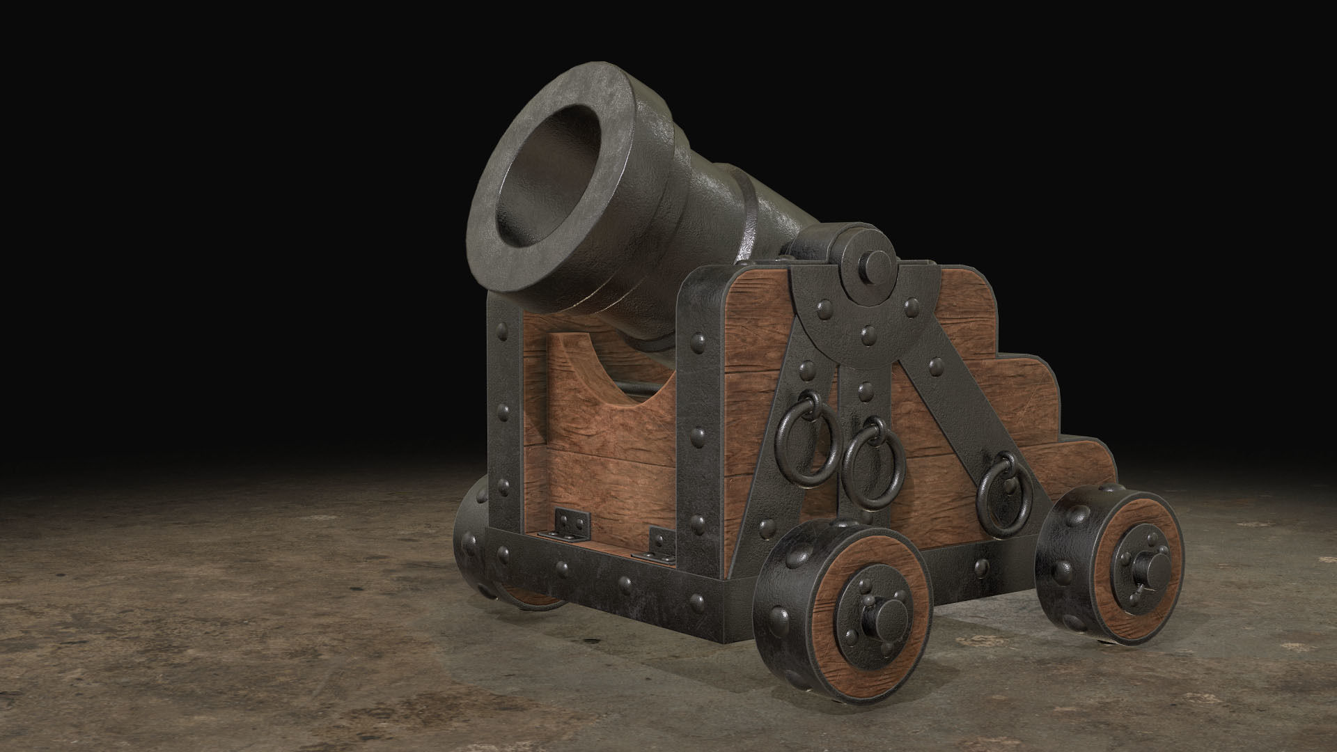 Cannon Mortar 1 Low-poly 3D model_2