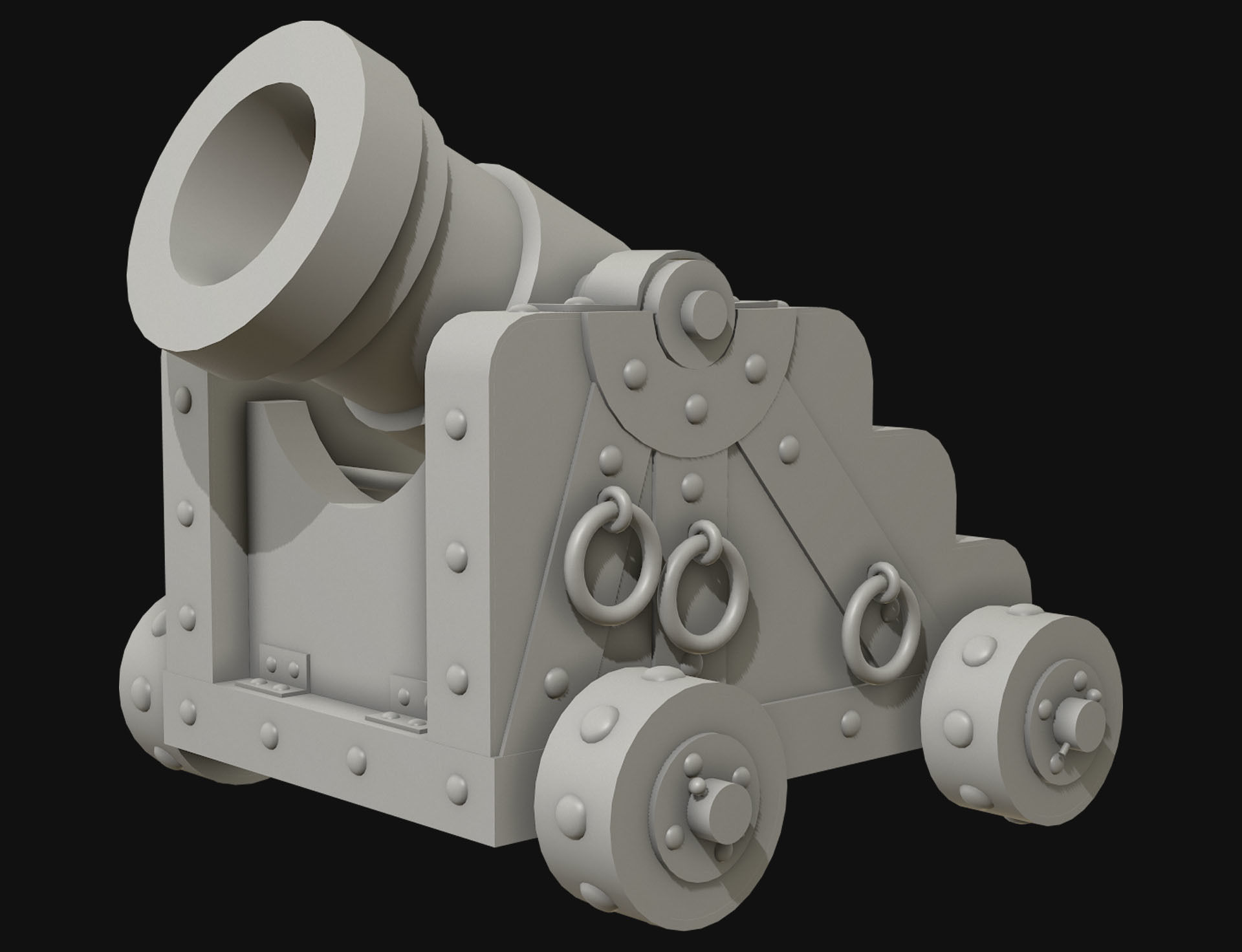 Cannon Mortar 1 Low-poly 3D model_14