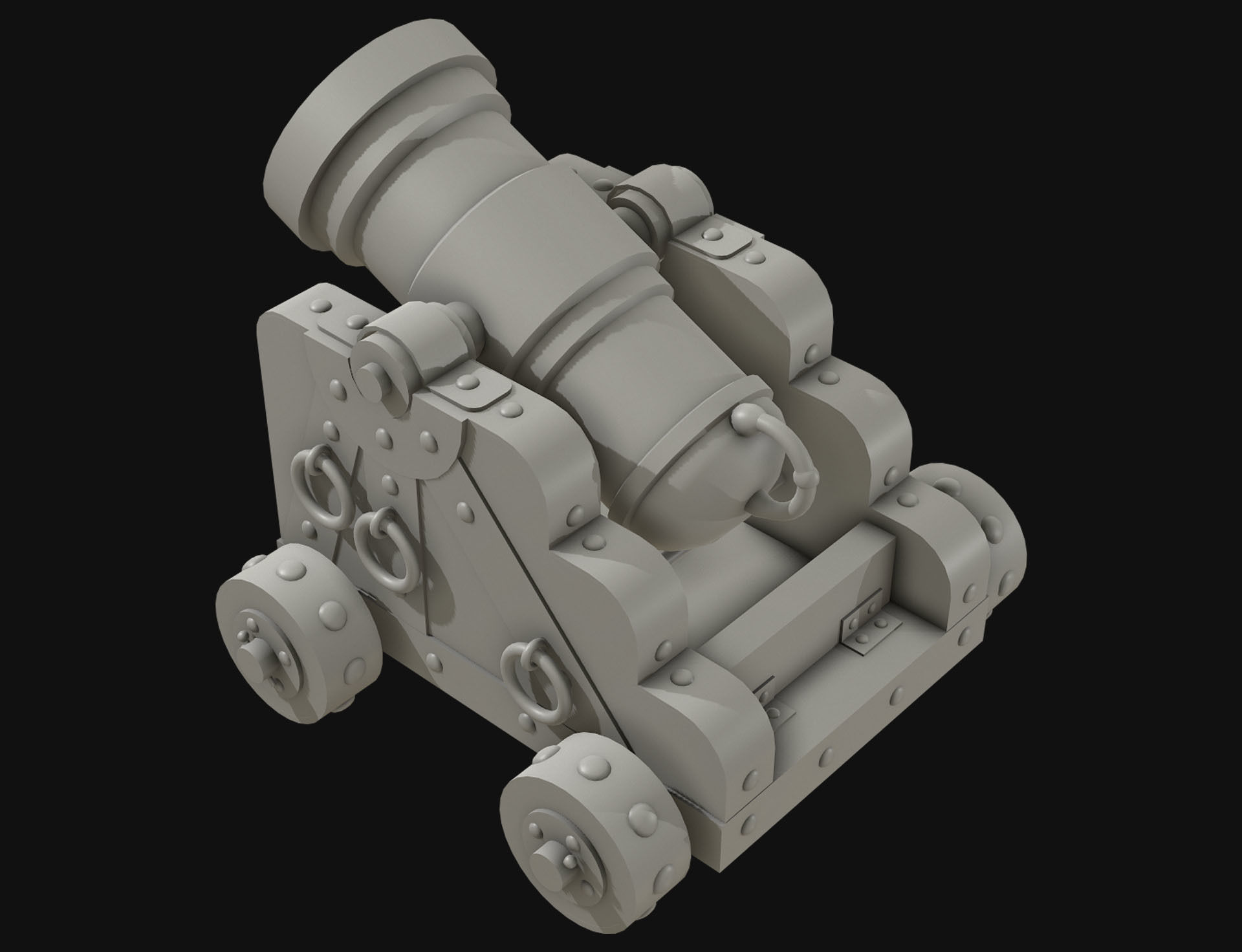 Cannon Mortar 1 Low-poly 3D model_11