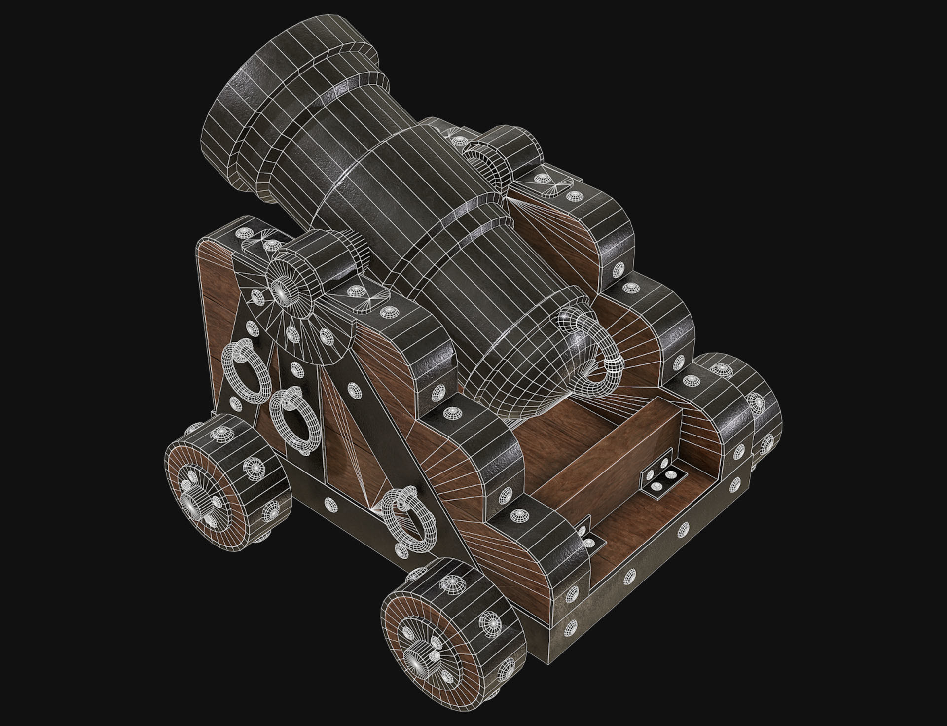 Cannon Mortar 1 Low-poly 3D model_8