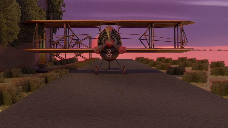 Low poly biplane model Low-poly 3D model_11