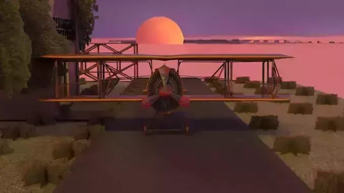 Low poly biplane model