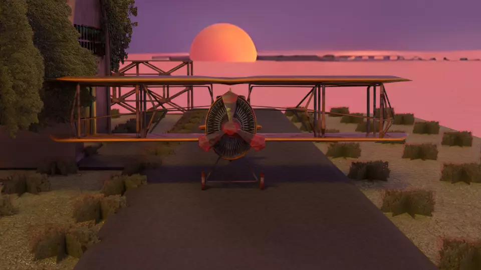 Low poly biplane model Low-poly 3D model_0