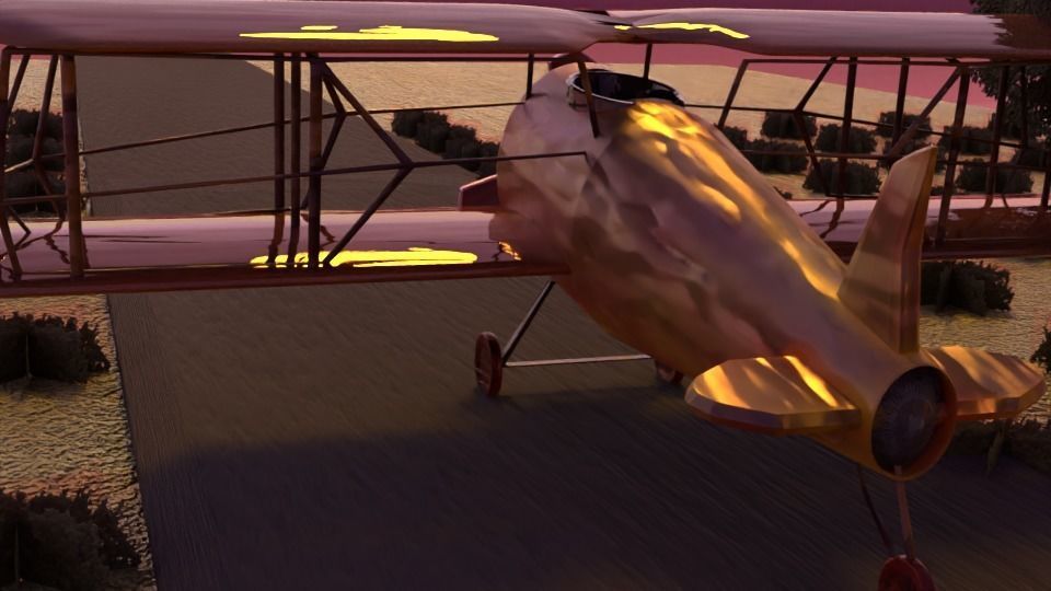Low poly biplane model Low-poly 3D model_2