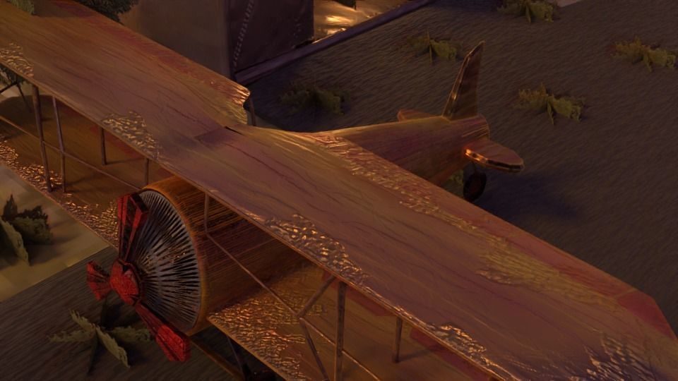 Low poly biplane model Low-poly 3D model_3