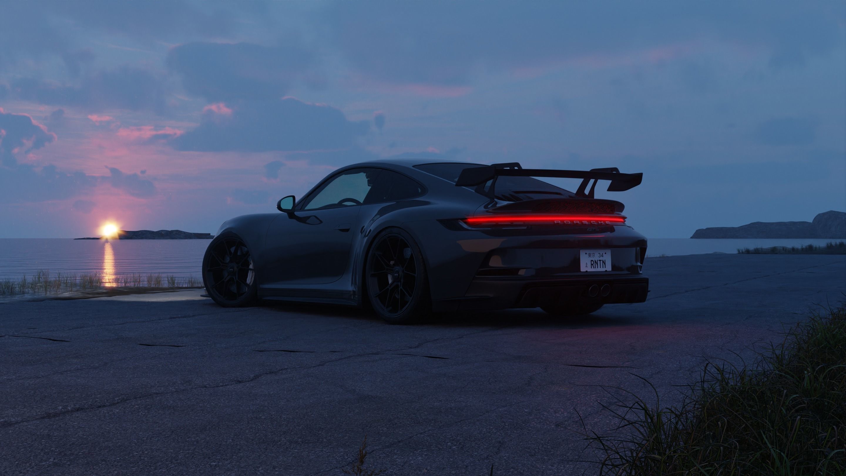 Automotive Chill Night Scene 3D Blender File Textured 3D model_7