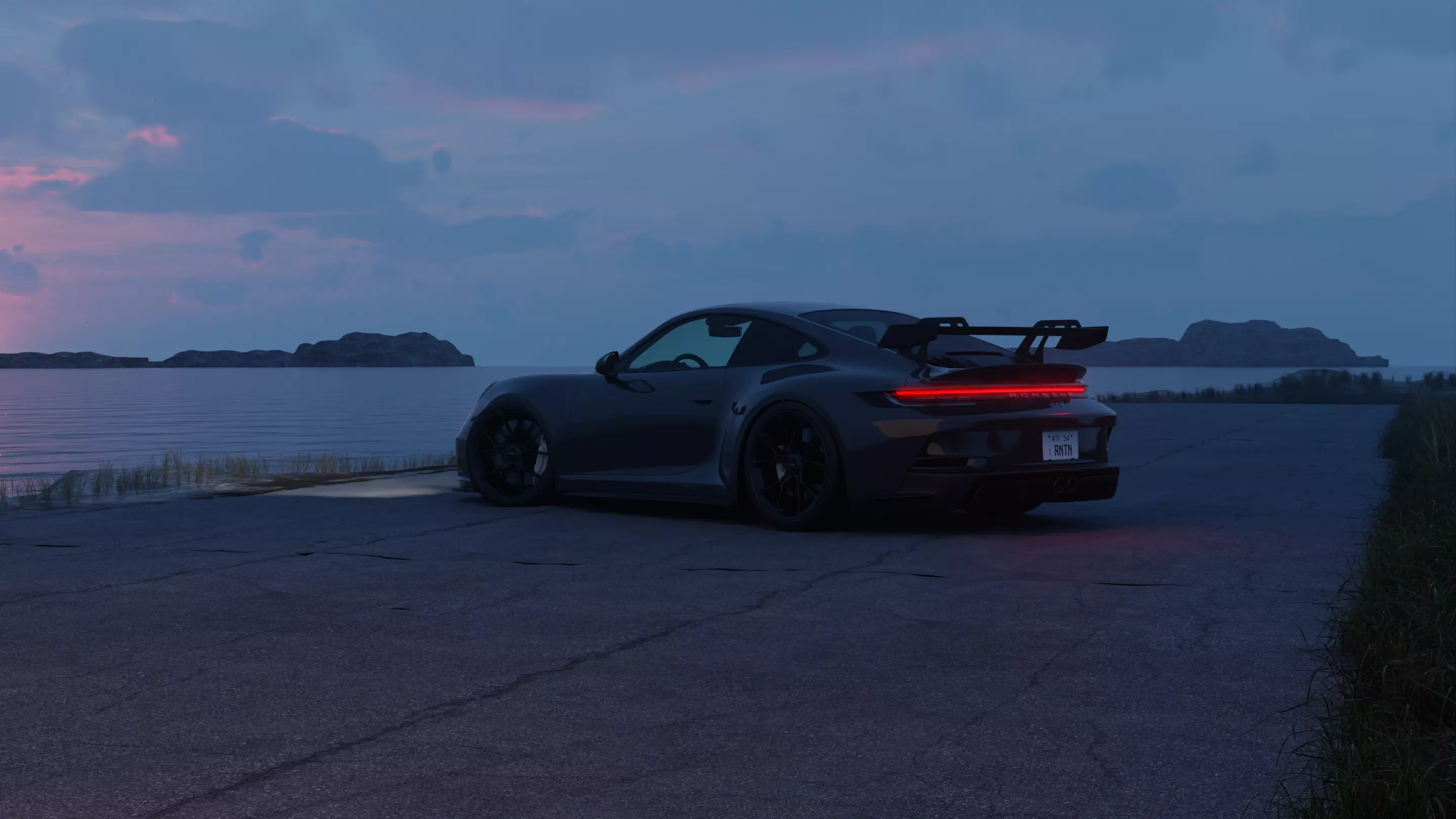 Automotive Chill Night Scene 3D Blender File Textured 3D model_0