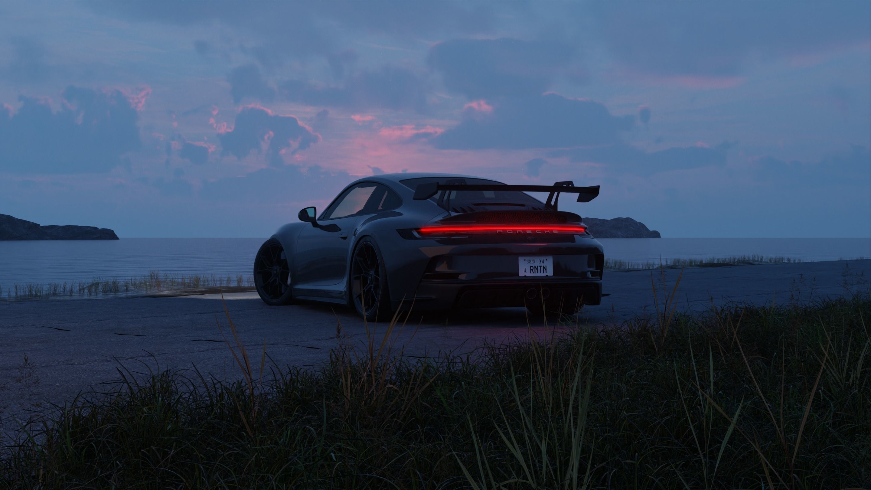 Automotive Chill Night Scene 3D Blender File Textured 3D model_1