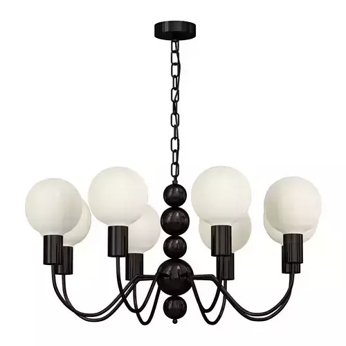 Modern Black Globe Chandelier White Glass