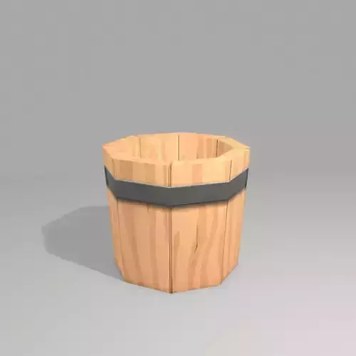 Wooden Bucket Low Poly