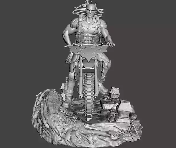 Batman on motorcycle bike 3d model 