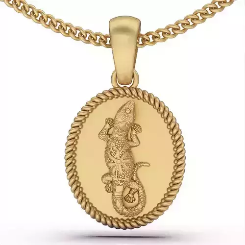 lizard pendant silver gold jewelry printable 3d model