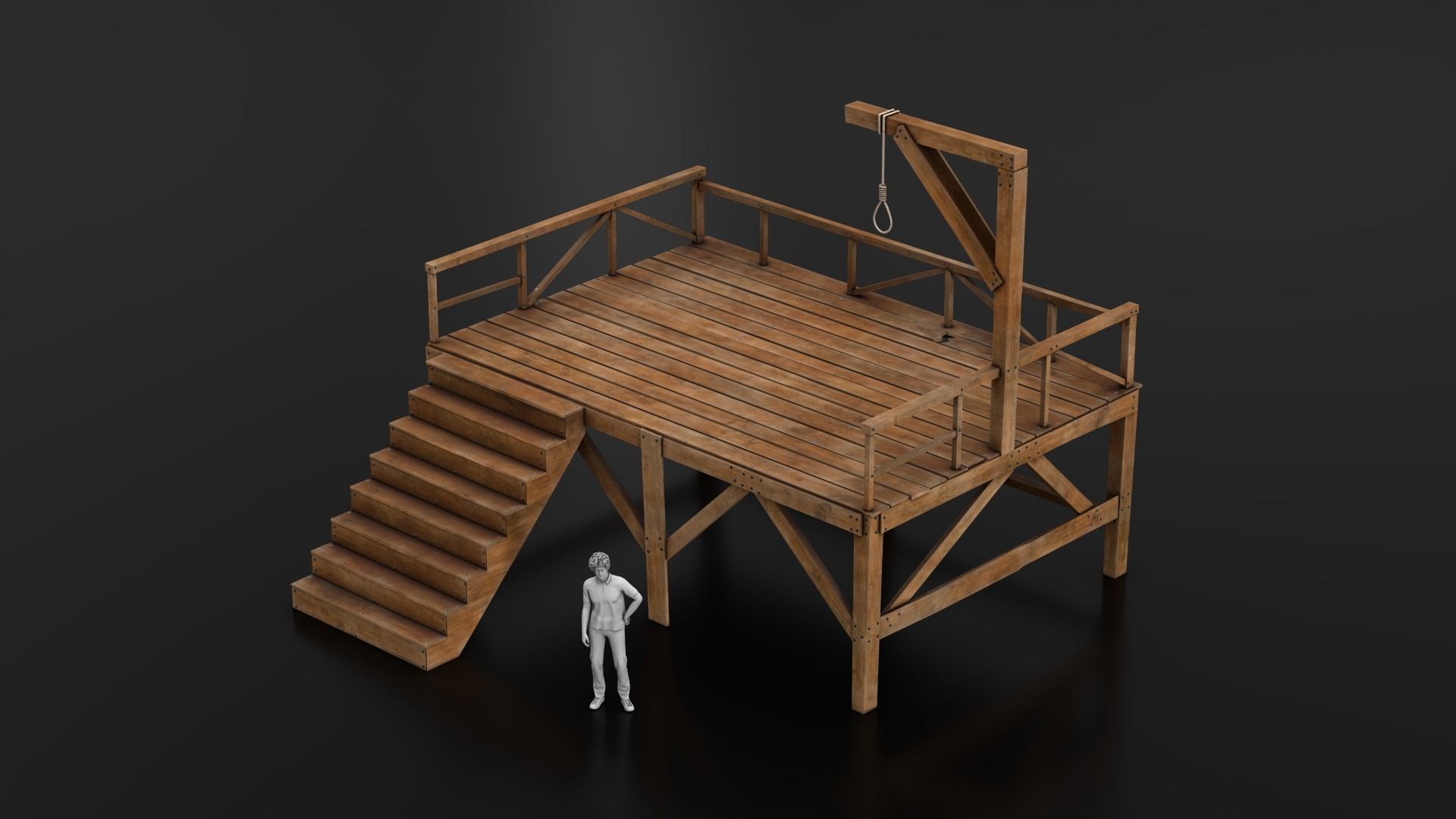West Wild Gallows Low-poly 3D model_3