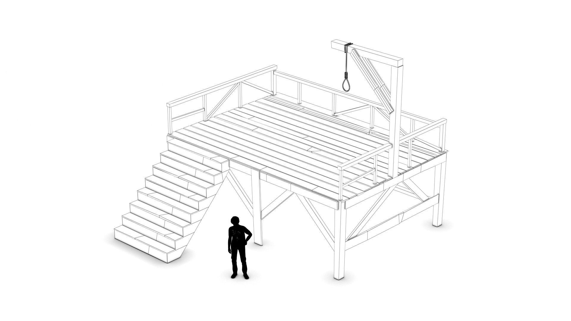West Wild Gallows Low-poly 3D model_9
