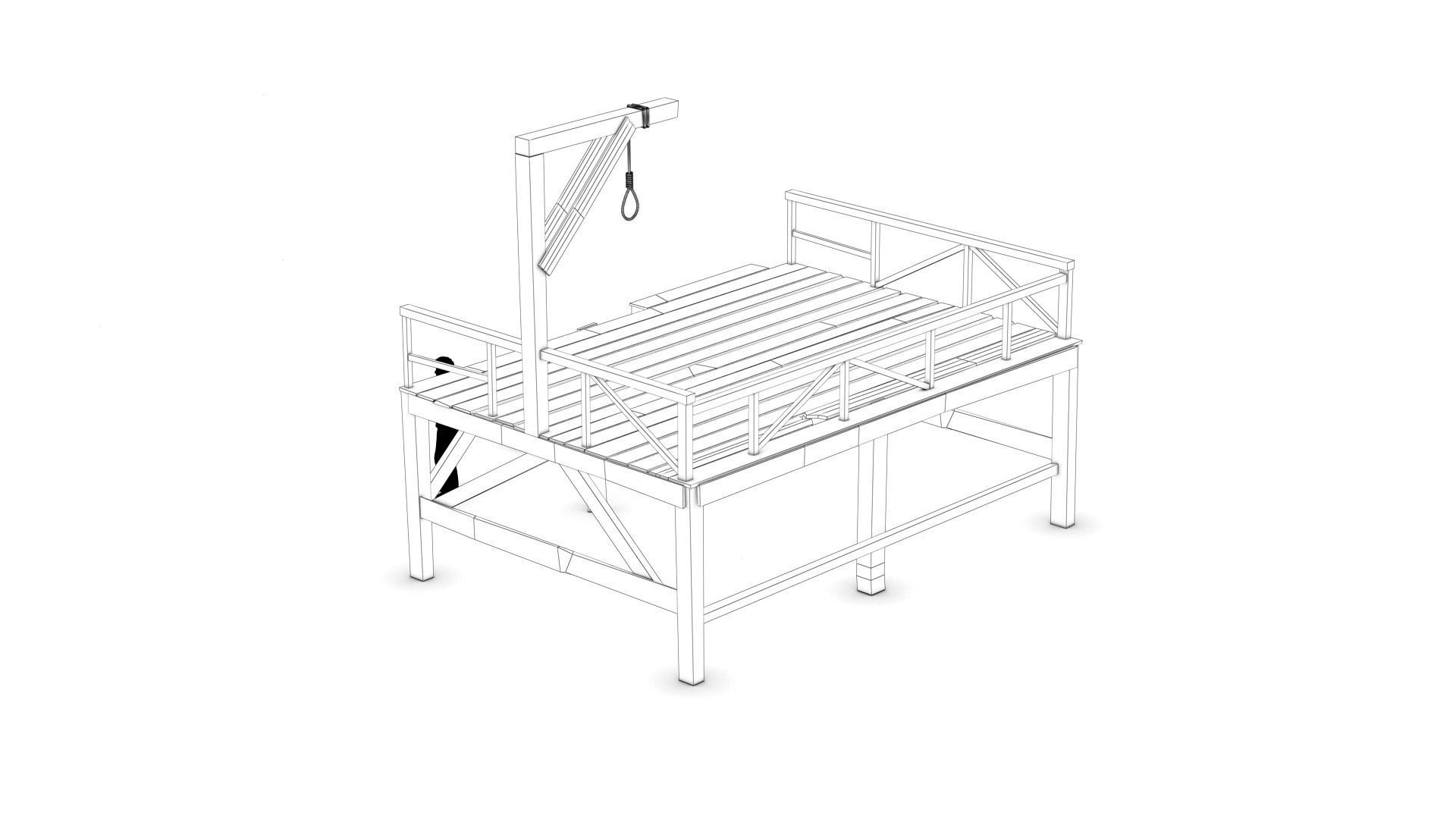 West Wild Gallows Low-poly 3D model_10