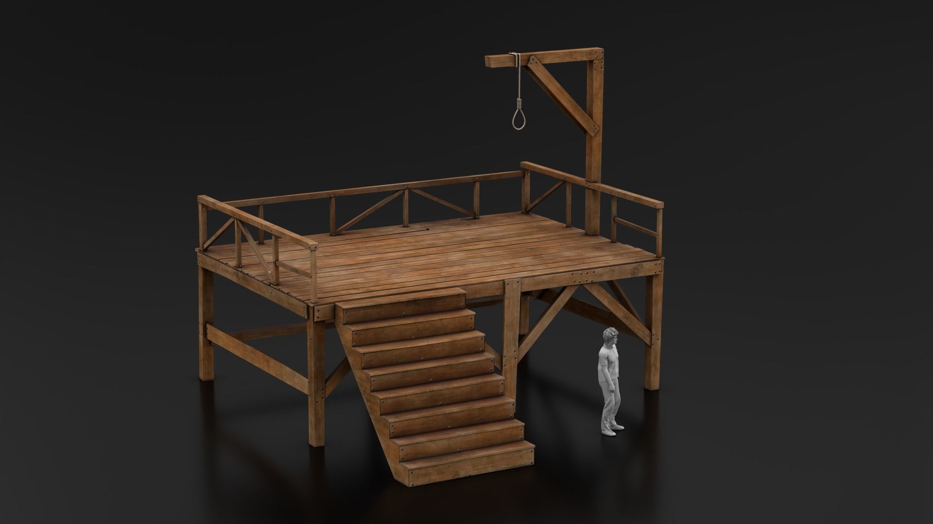 West Wild Gallows Low-poly 3D model_2