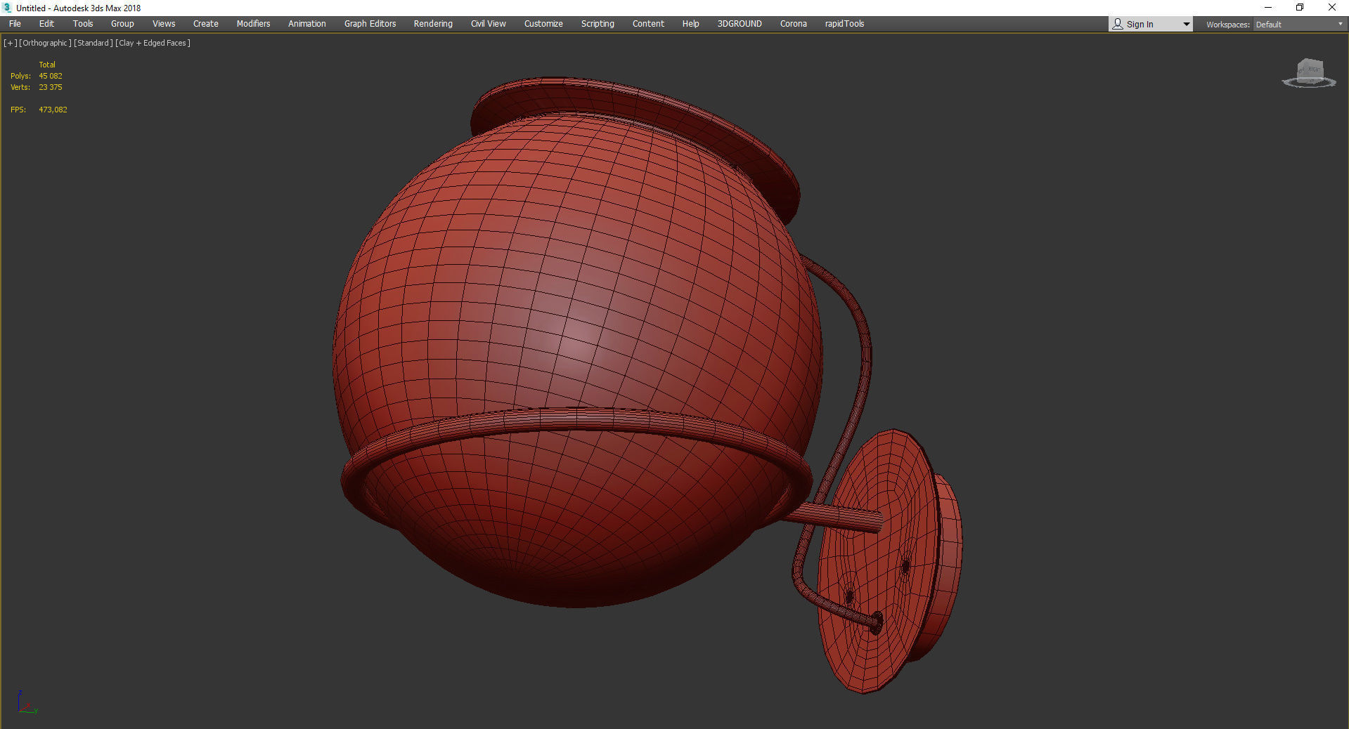 The Globe Wall Light Low-poly 3D model_3