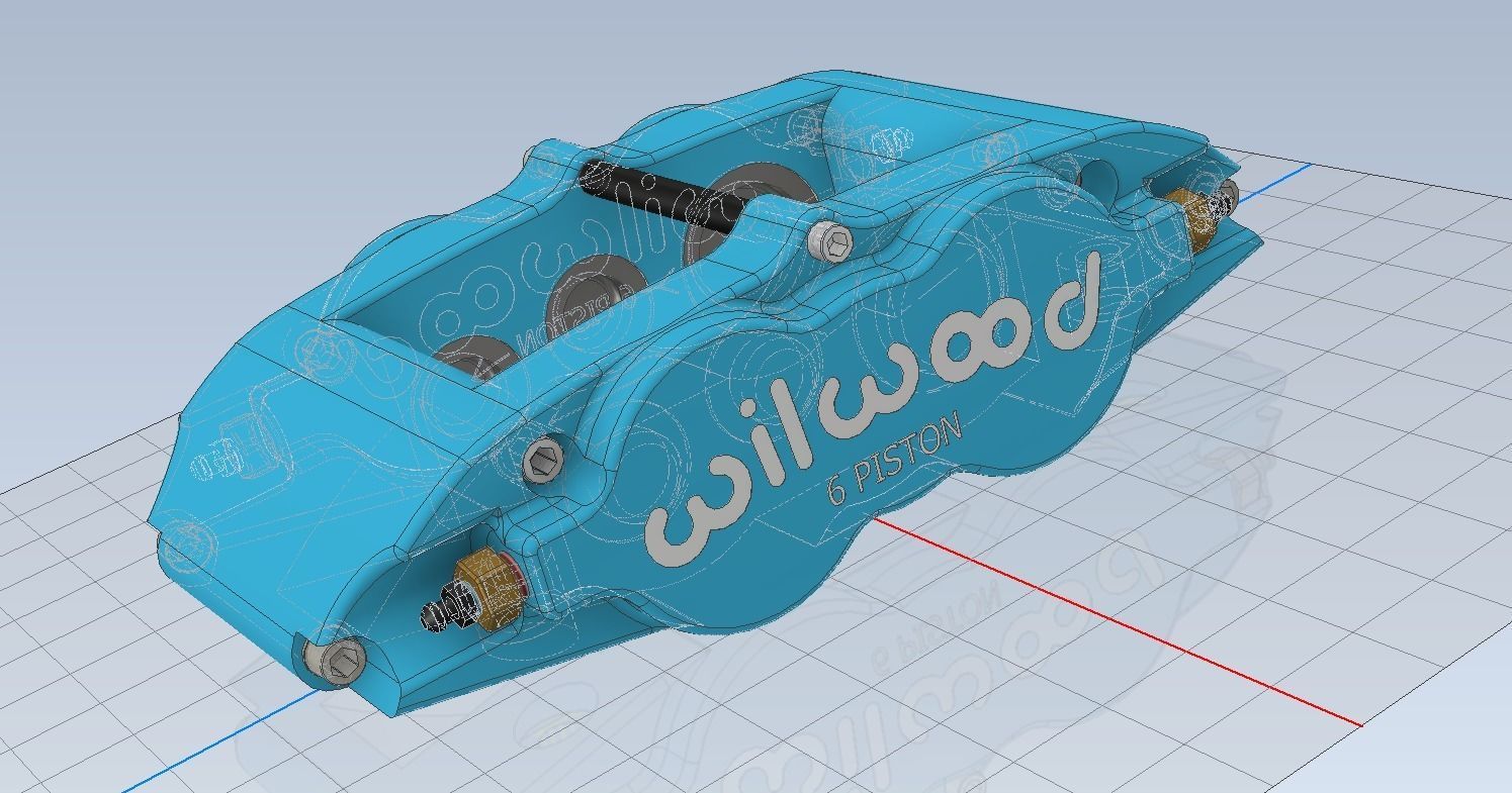 Wilwood 6 piston brake caliper 1-24 and 1-18 3D print model_1