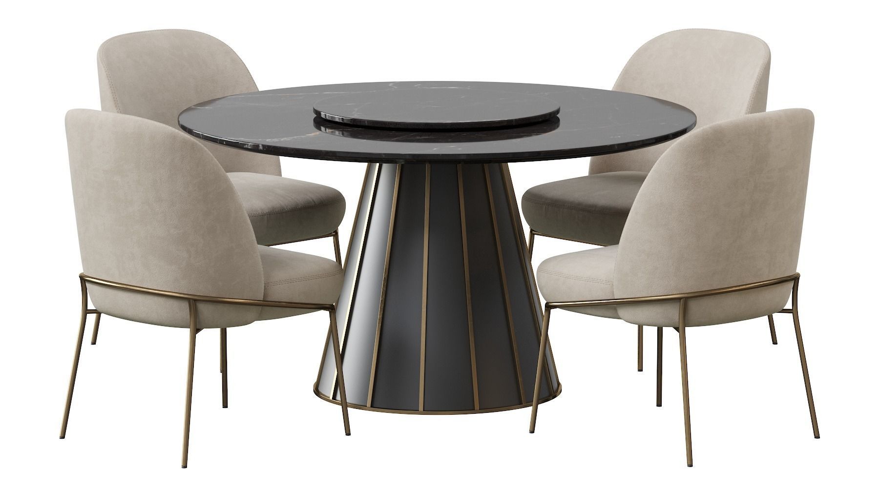 CLEOPATRA ROUND MARBLE DINING TABLE and Astrud Dining Chair 3D model_17