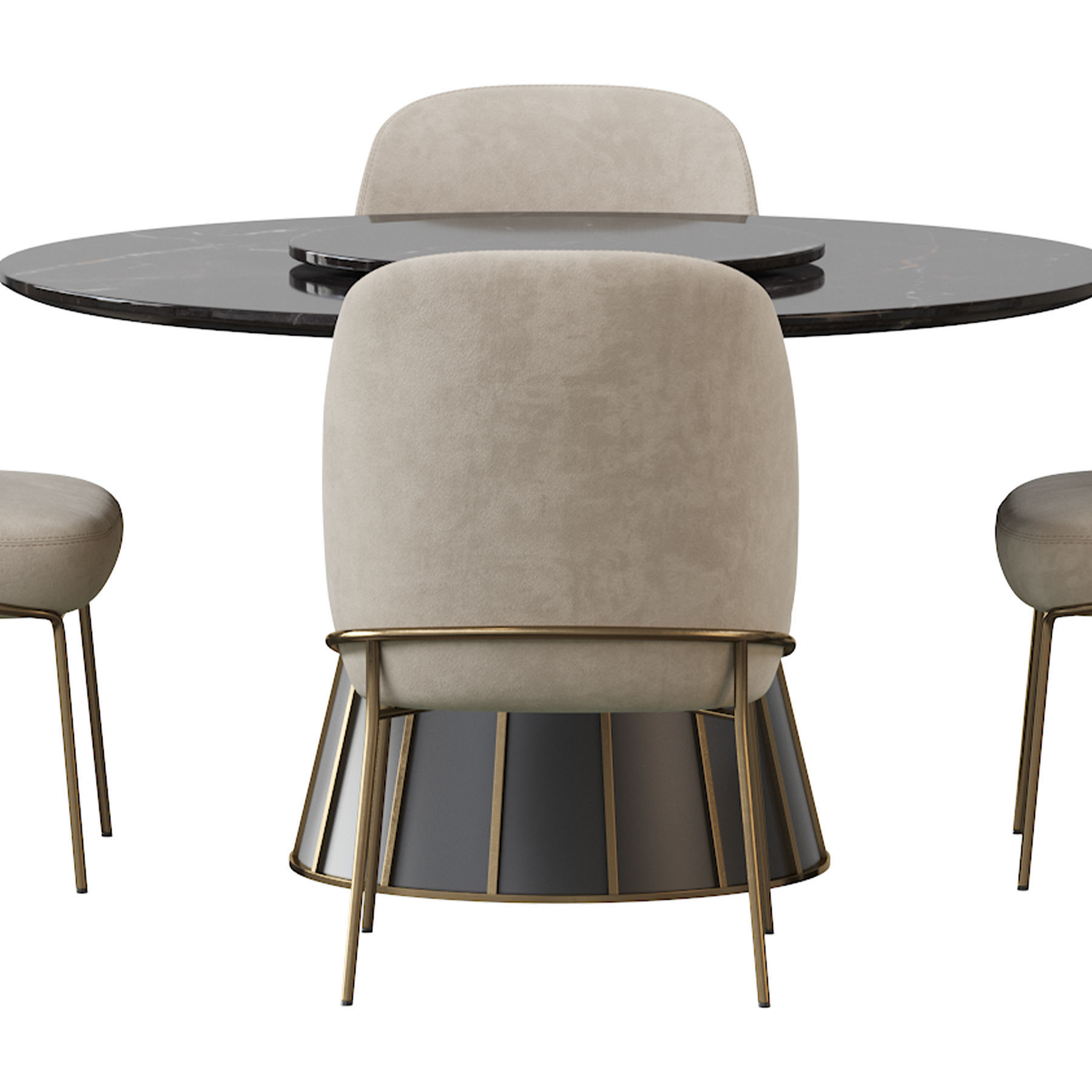 CLEOPATRA ROUND MARBLE DINING TABLE and Astrud Dining Chair 3D model_9